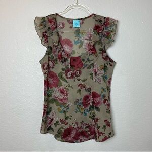 h.i.p. Multicolor Floral Ruffle Blouse Size M